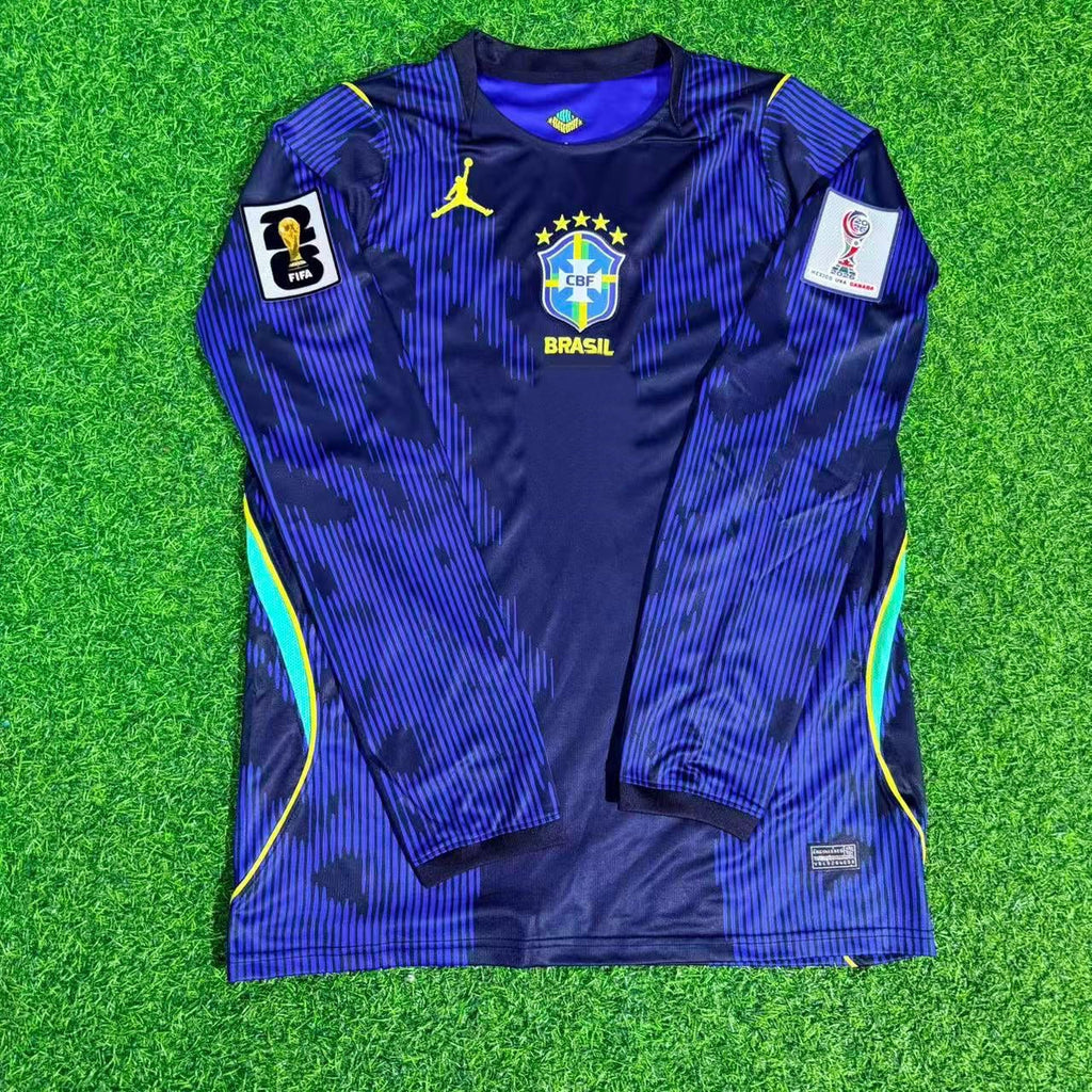 Brasilien 2026 WM Langarm Auswärtstrikot Blau