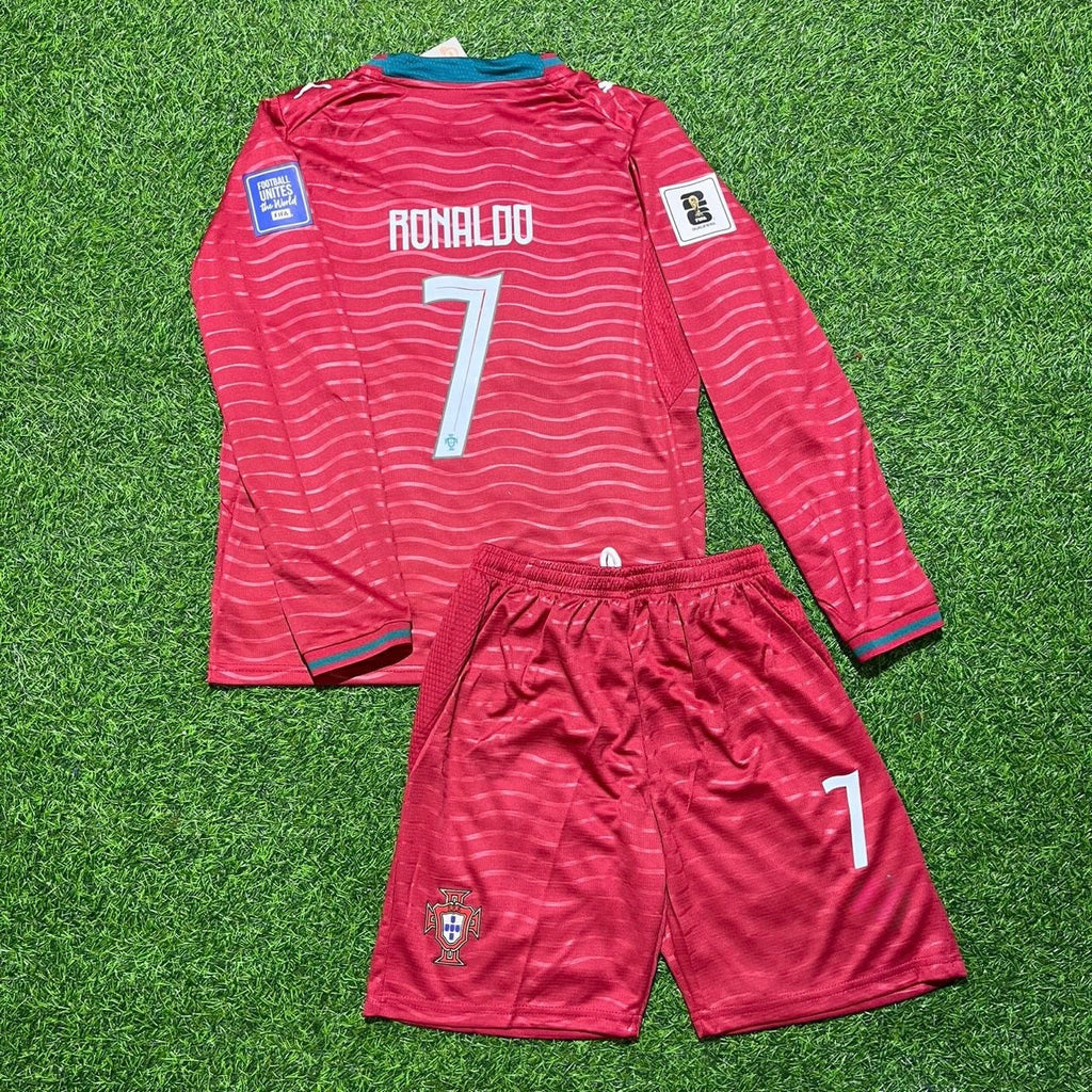 Cristiano Ronaldo Portugal 2026 Kids' Long-Sleeve Red Home Kit
