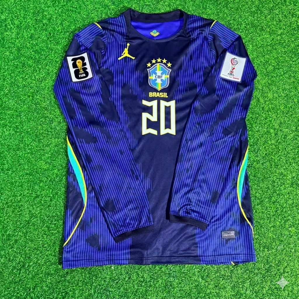 Estêvão Willian 20# Brasilien WM 2026 Langarm Auswärtstrikot Blau