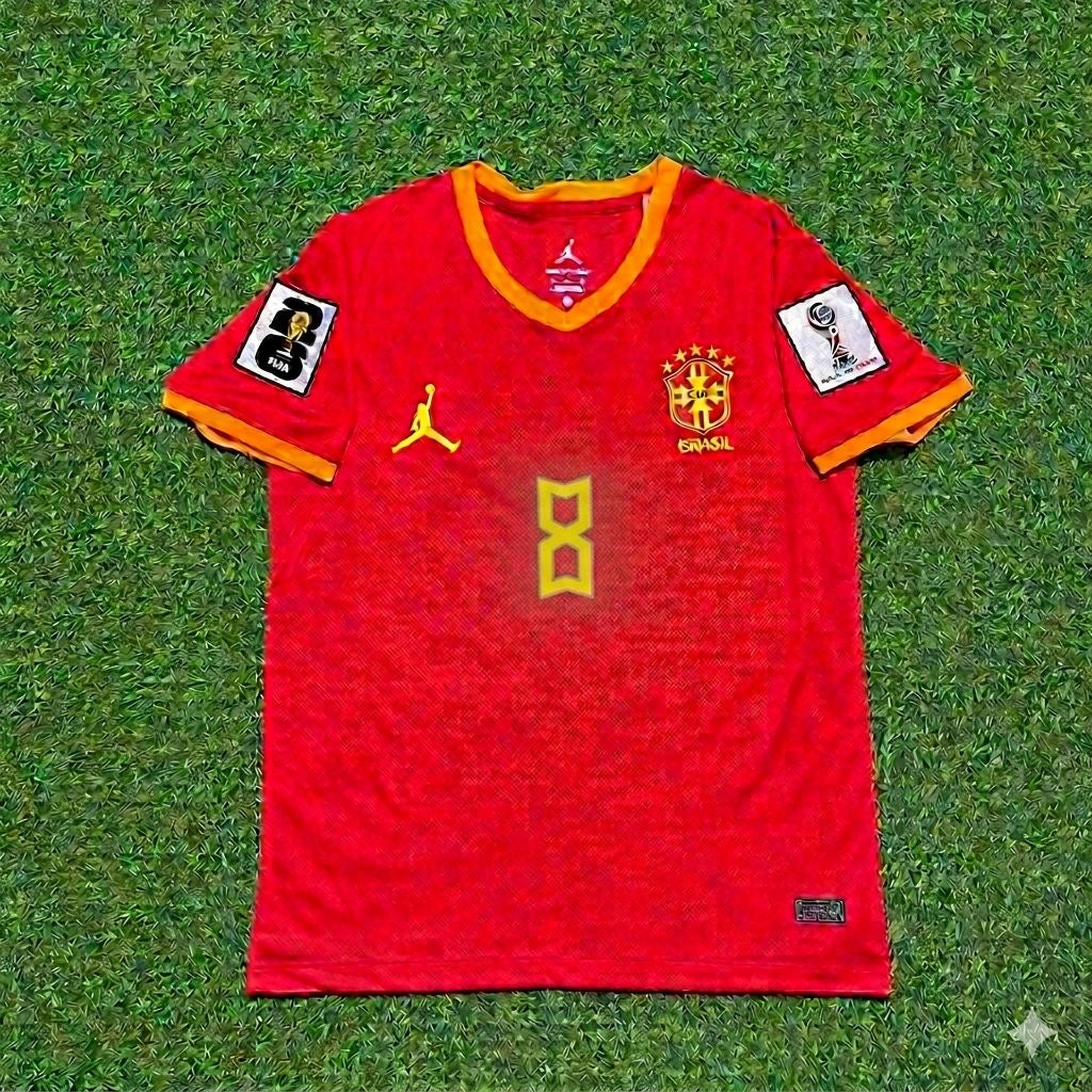 Bruno Guimarães 8# Brasilien 2026 WM Rotes Trikot