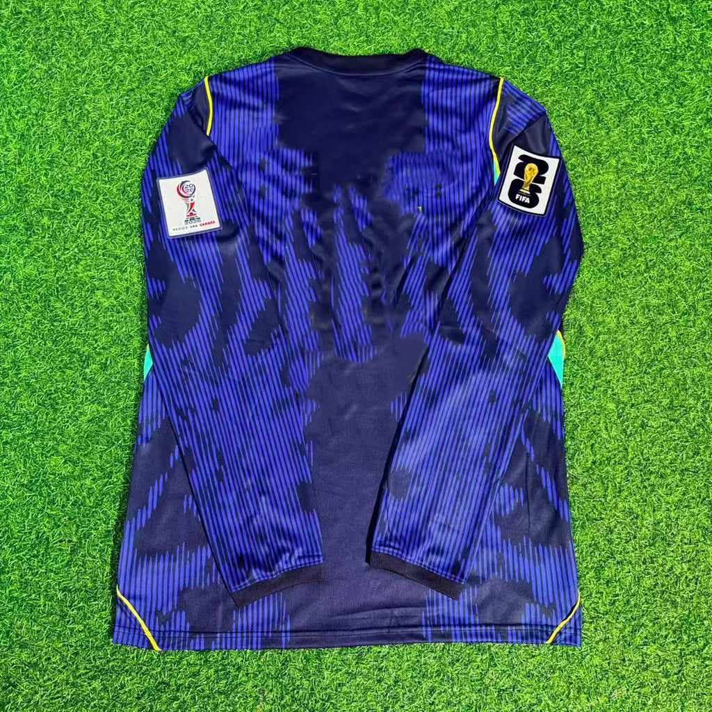 Brasilien 2026 WM Langarm Auswärtstrikot Blau