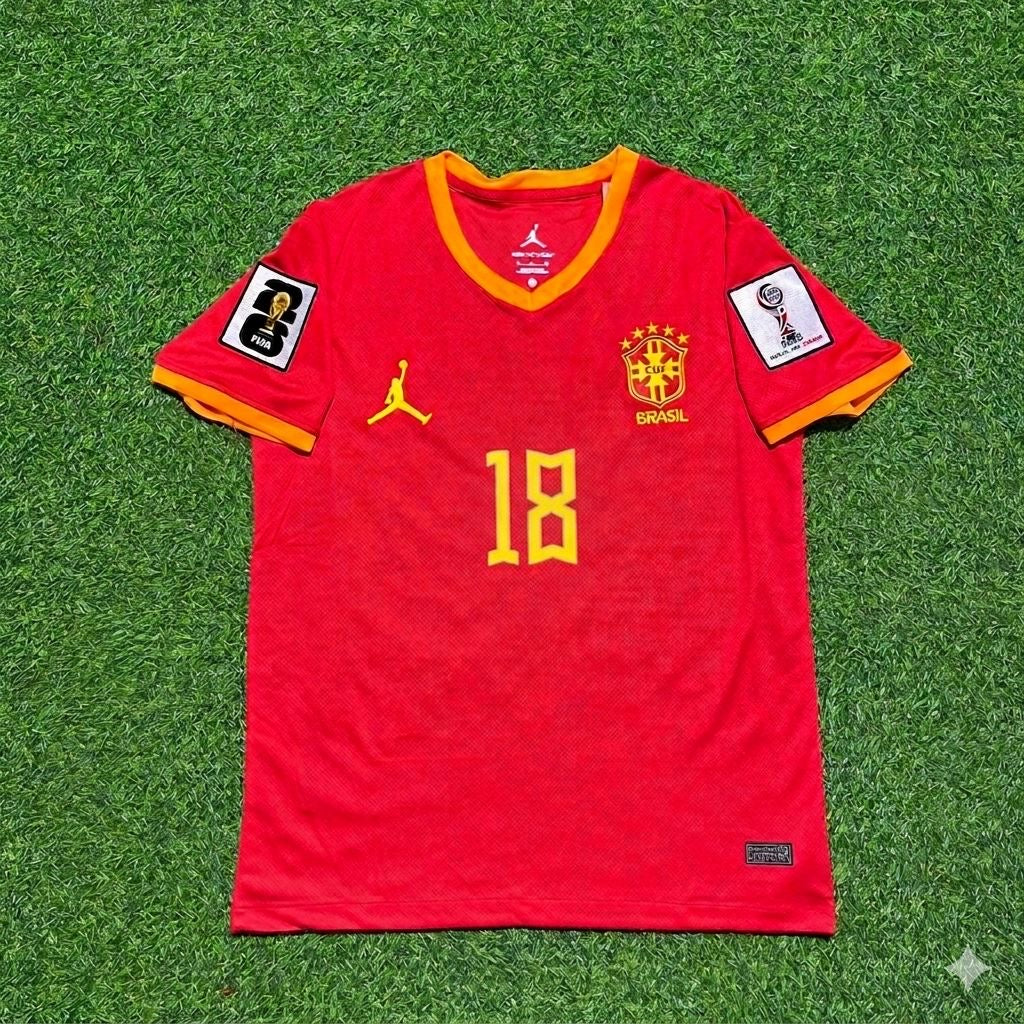 Andrey Santos #18 Brasilien WM 2026 Rotes Trikot