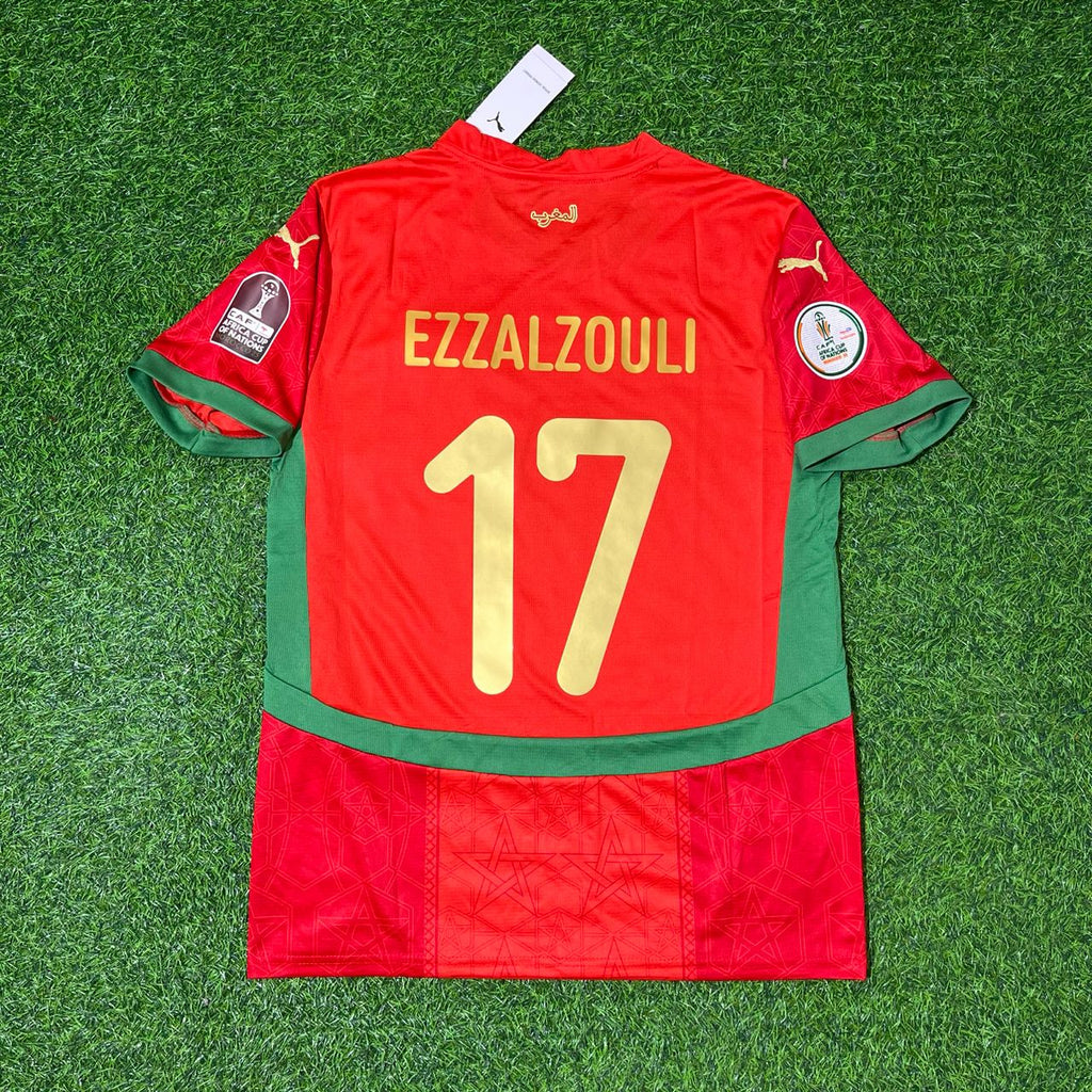 Maillot de football rouge de la nouvelle saison d'Ez Abde Ezzalzouli (Maroc, CAN 2025)