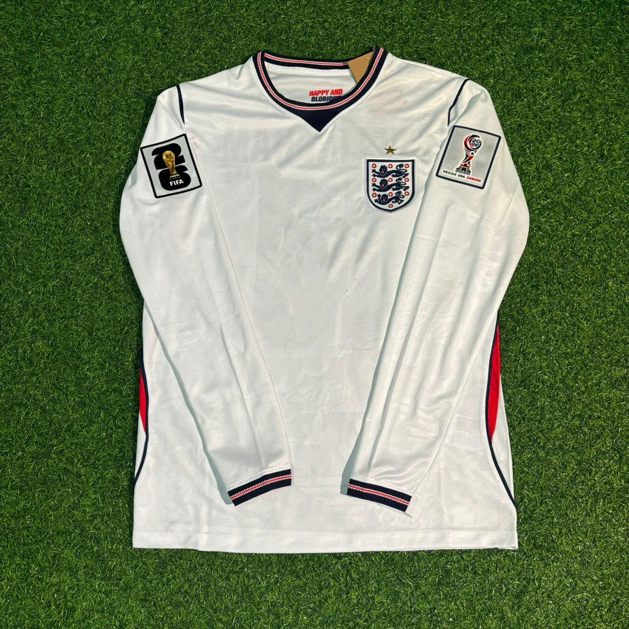 Maillot domicile Harry Kane #9 Angleterre CM 2026 Blanc Manches longues