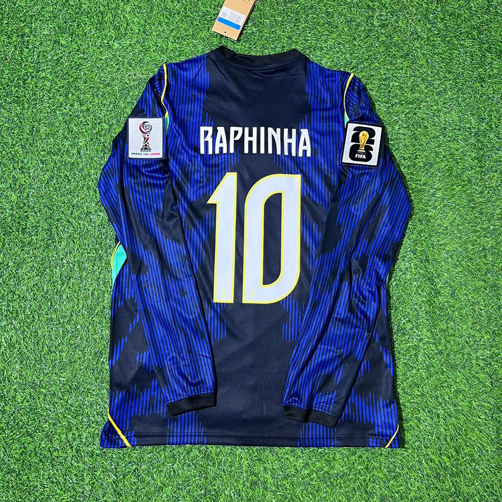 Raphinha 10# Brasilien 2026 Weltmeisterschaft Ärmel Blau Auswärtstrikot