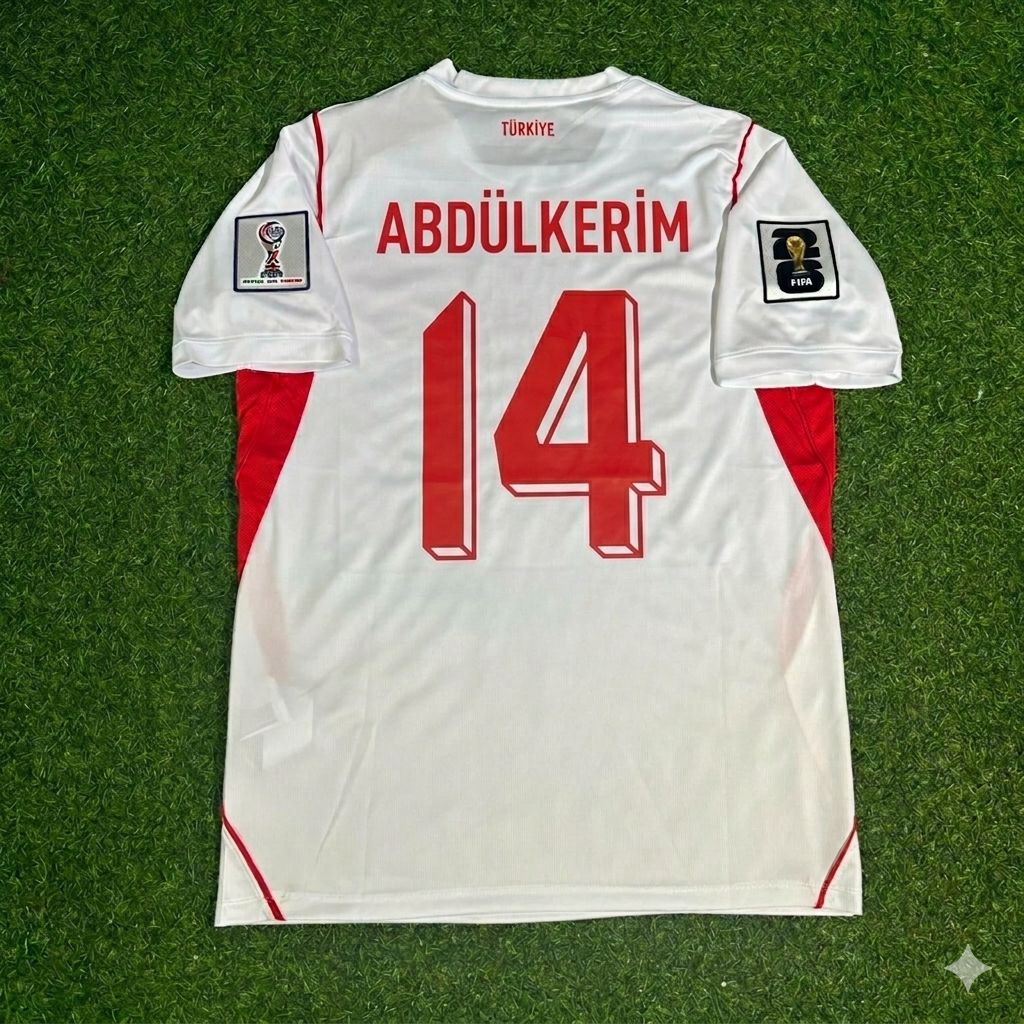 Abdülkerim Bardakçı #14 Türkei Türkiye - Weltmeisterschaft 2026 - Auswärtstrikot Weiß - Jersey Trikot - Maillot Maglia