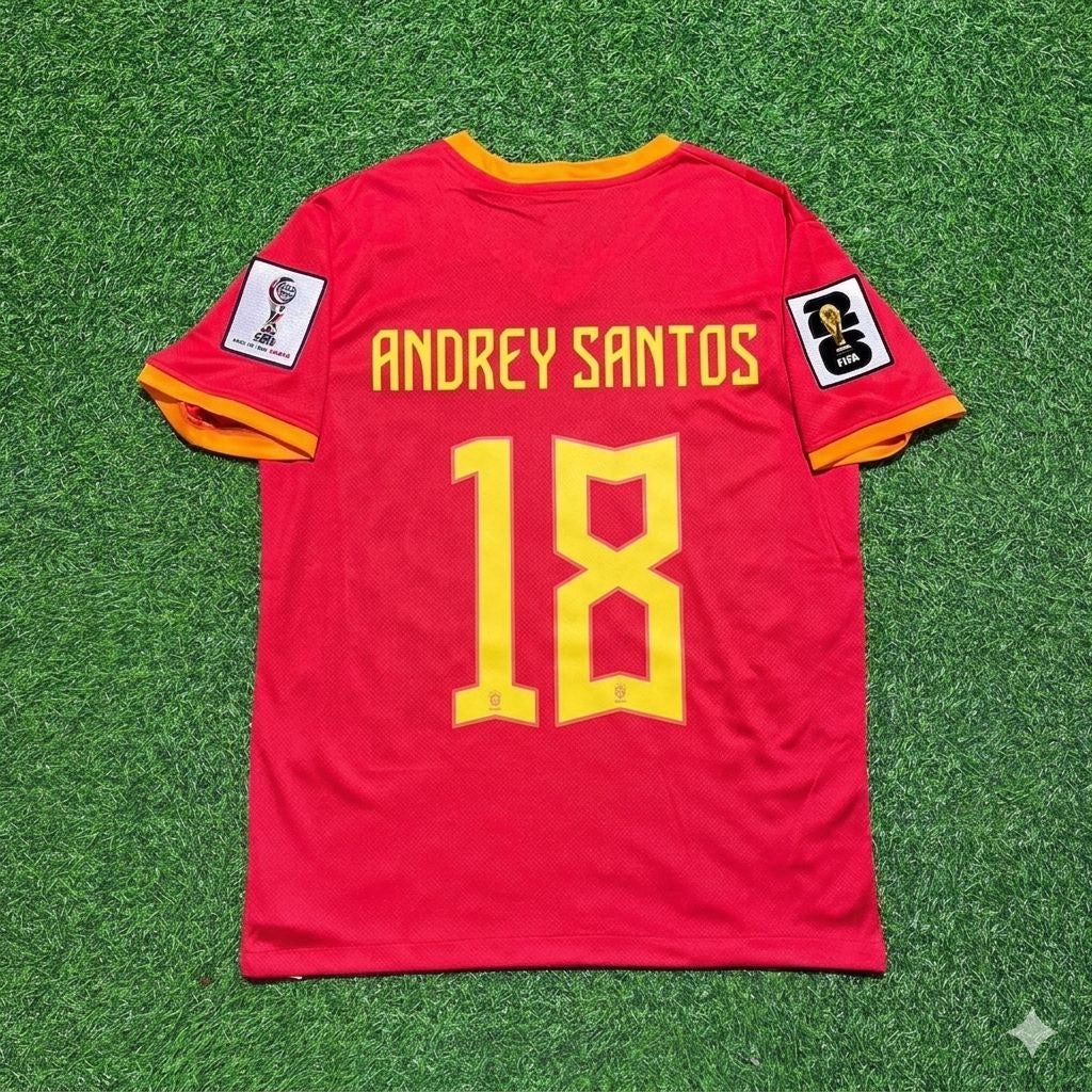 Andrey Santos #18 Brasilien WM 2026 Rotes Trikot