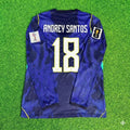 Andrey Santos 18# Brasilien 2026 WM Langarm Auswärtstrikot Blau