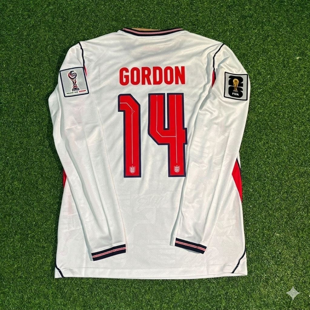 Anthony Gordon #14 England 2026 WM Heimtrikot Weiß Langarm