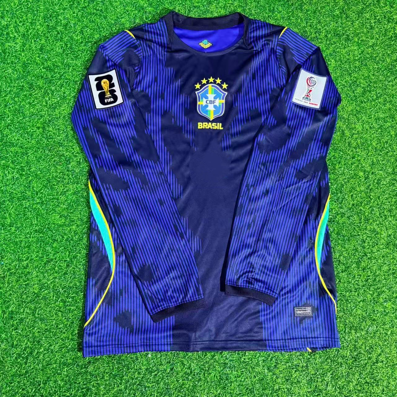 Brasilien 2026 WM Langarm Auswärtstrikot Blau