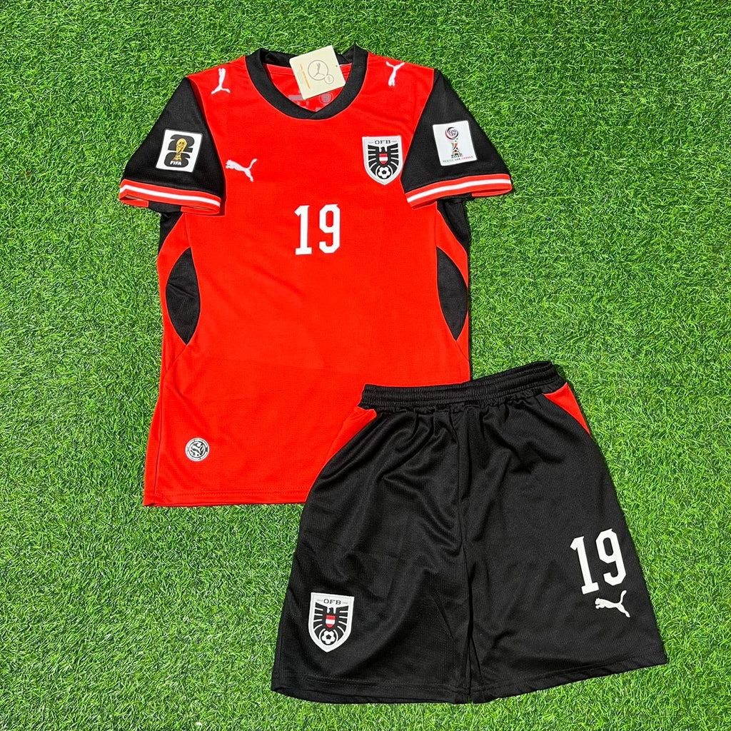 Christoph Baumgartner 19 Autriche 2026 Maillot de football rétro pour enfants de la Coupe du Monde