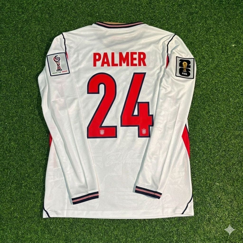 Cole Palmer #24 Angleterre 2026 WM Maillot Domicile Blanc Manches Longues
