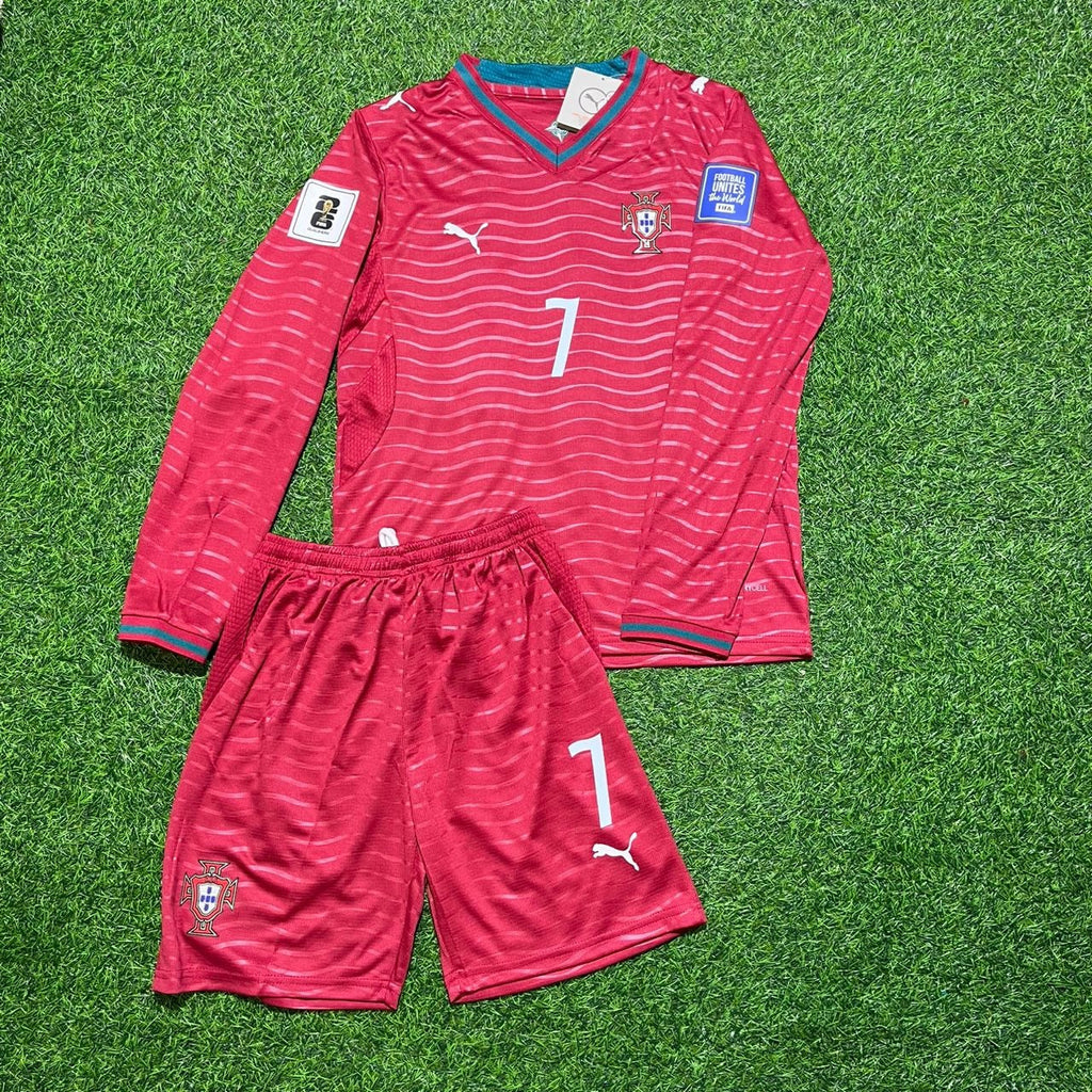 Cristiano Ronaldo Portugal 2026 Kids' Long-Sleeve Red Home Kit