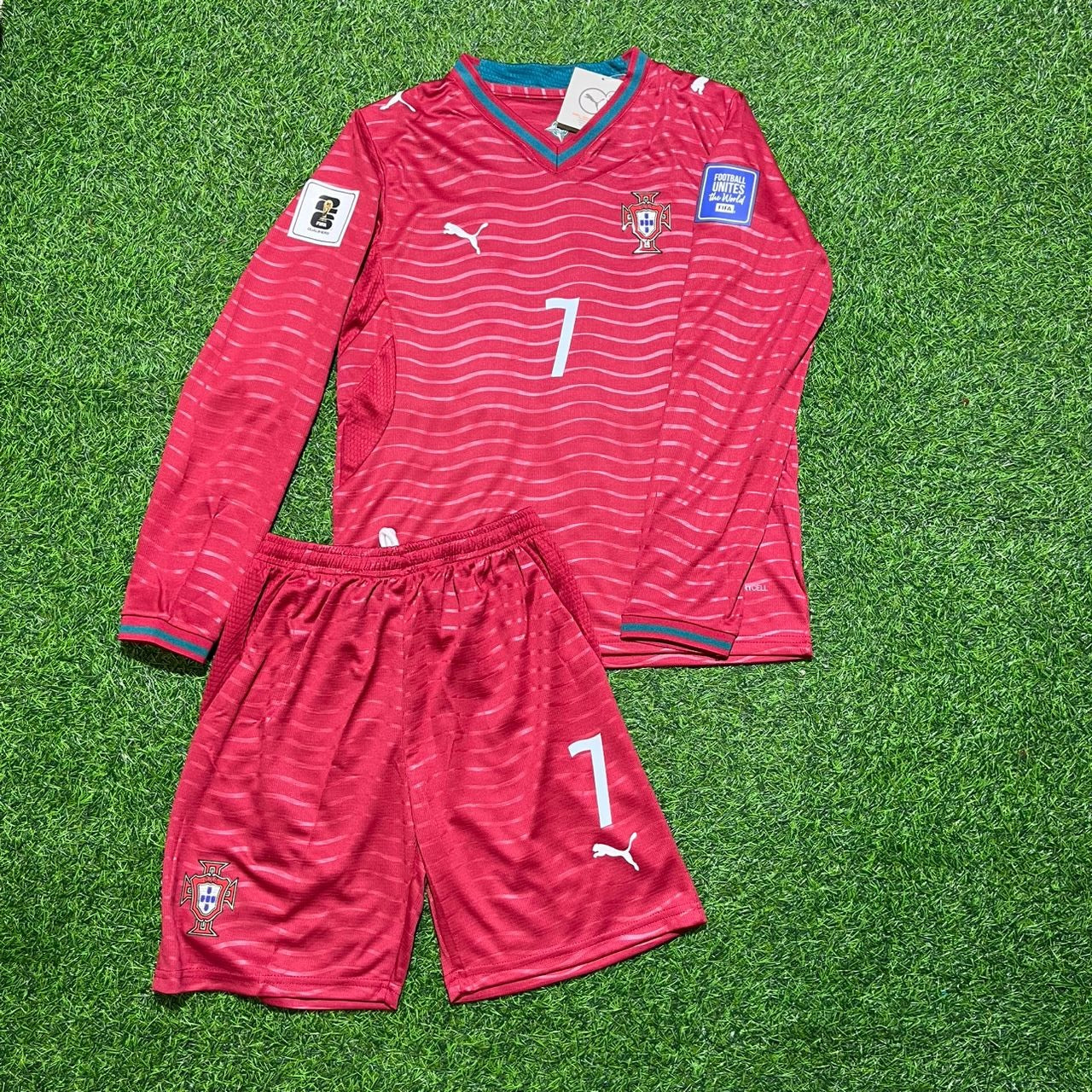 Cristiano Ronaldo Portugal 2026 Kids' Long-Sleeve Red Home Kit