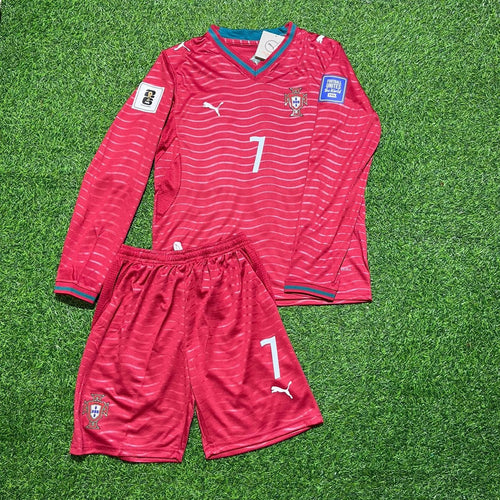 Cristiano Ronaldo Portugal 2026 Kids' Long-Sleeve Red Home Kit