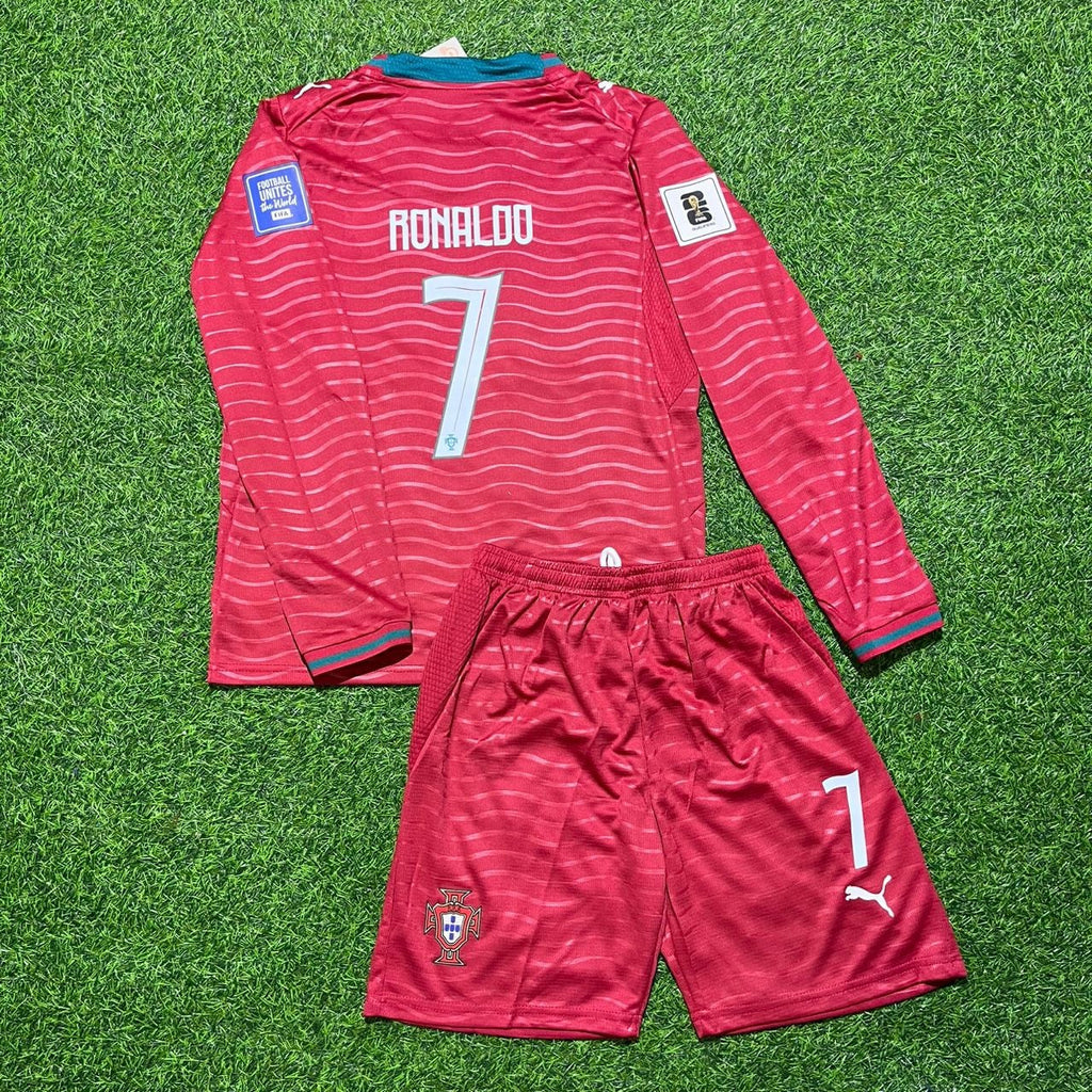 Cristiano Ronaldo Portugal 2026 Kids' Long-Sleeve Red Home Kit