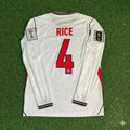 Declan Rice #4 Angleterre Maillot Domicile Coupe du Monde 2026 Blanc Manches Longues