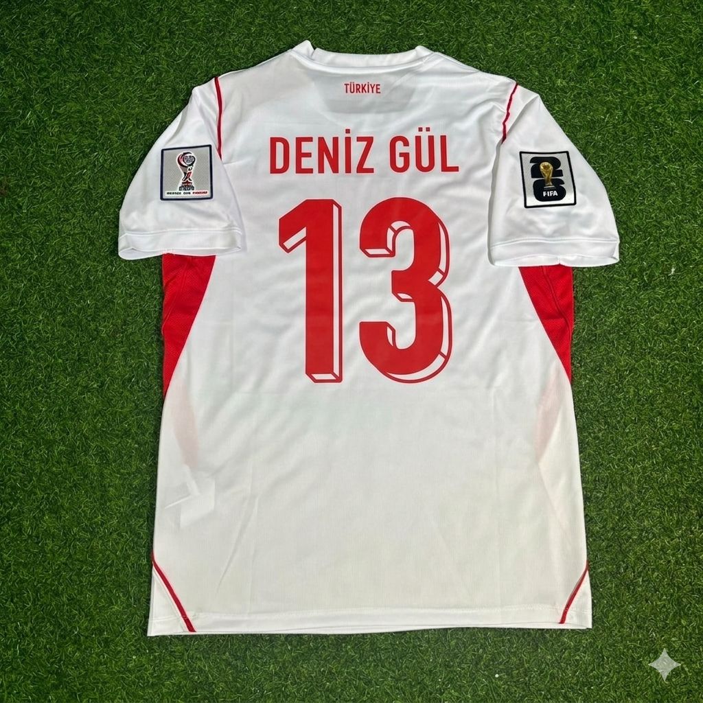 Deniz Gül #13 Turquie Turquie - Coupe du Monde 2026 - Extérieur Blanc - Maillot Maillot - Maillot Maglia