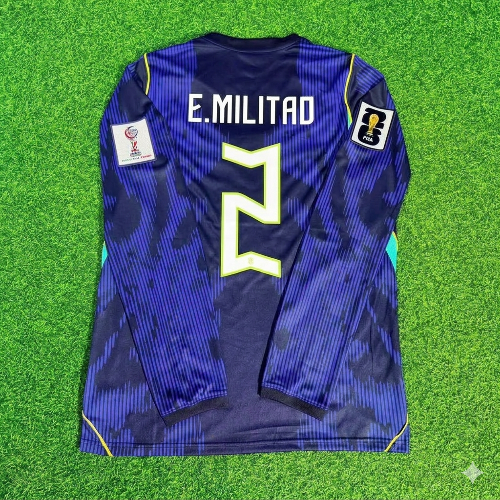 Éder Militão 2# Brasilien WM 2026 Auswärtstrikot Ärmel Blau