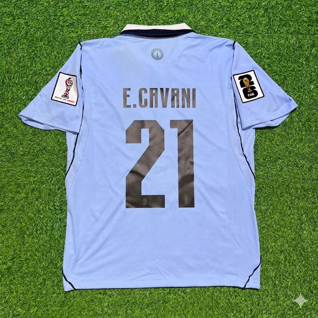 Maillot domicile bleu ciel Edinson Cavani #21 Uruguay Coupe du Monde