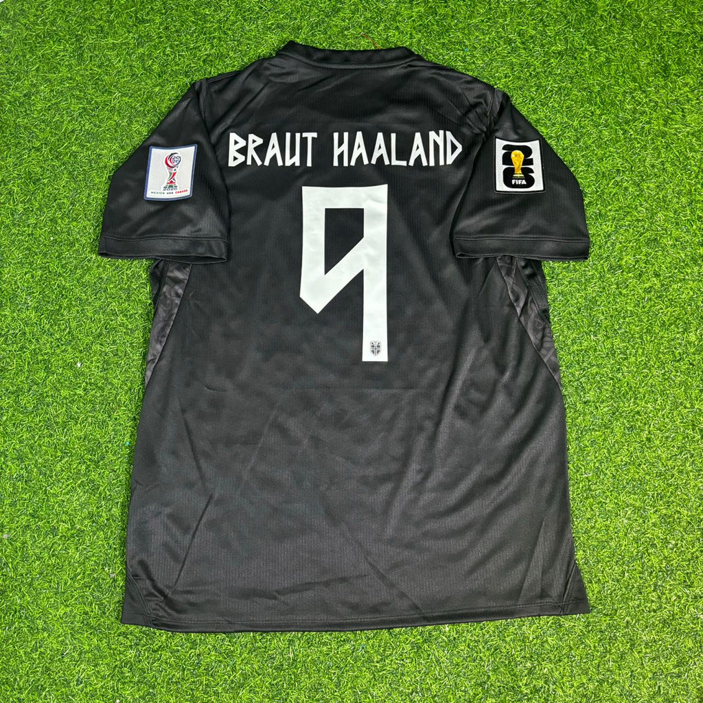 Maillot de football extérieur noir Erling Braut Haaland #9 Norvège Coupe du Monde 2026