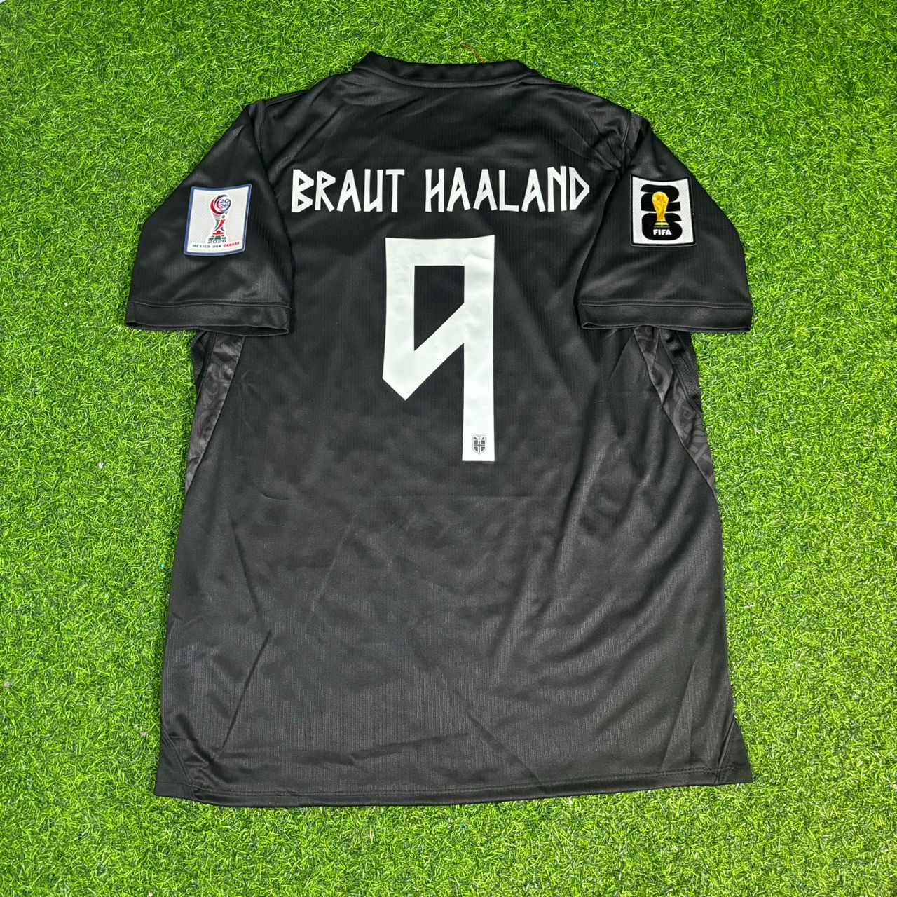 Maillot de football extérieur noir Erling Braut Haaland #9 Norvège Coupe du Monde 2026