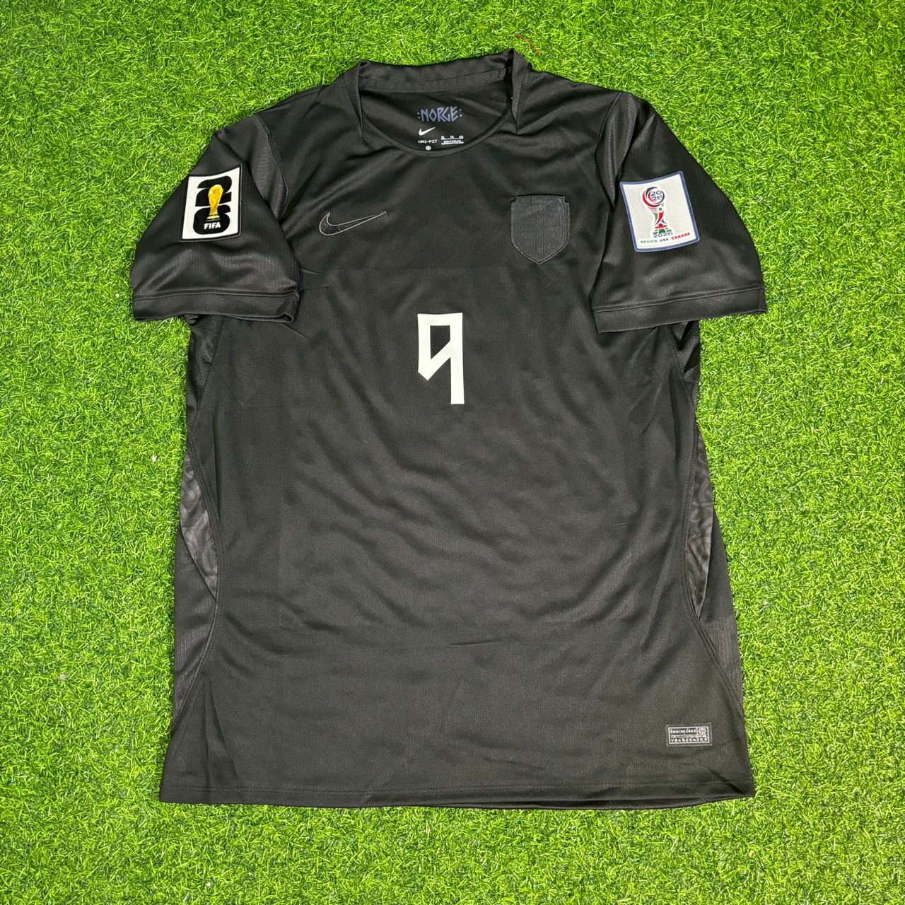Maillot de football extérieur noir Erling Braut Haaland #9 Norvège Coupe du Monde 2026