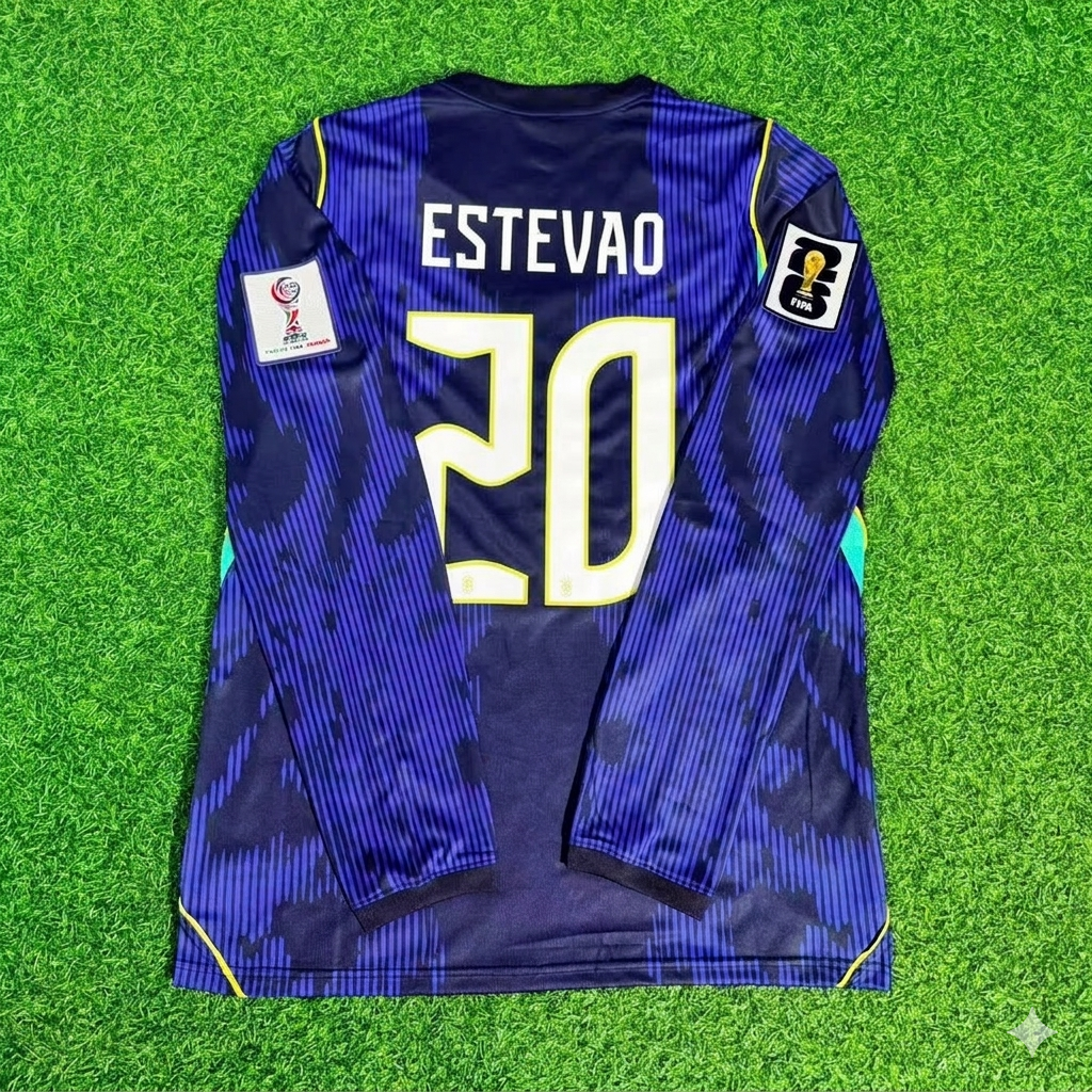 Estêvão Willian 20# Brasilien WM 2026 Langarm Auswärtstrikot Blau