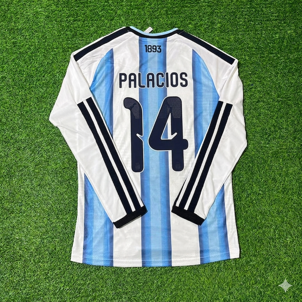 Ensemble Maillot de Foot à Manches Longues Exequiel Palacios #14 Argentine Coupe du Monde 2026
