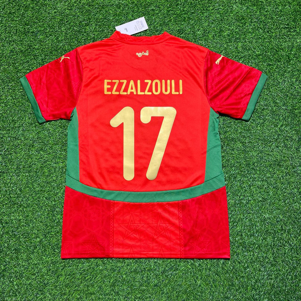 Maillot de football rouge de la nouvelle saison d'Ez Abde Ezzalzouli (Maroc, CAN 2025)