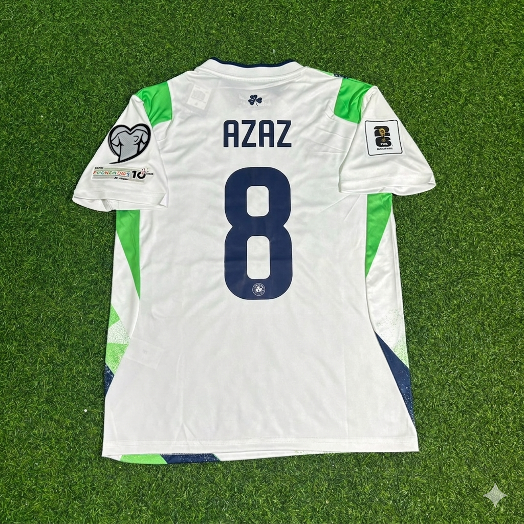 Finn Azaz #8 Irland WM-Qualifikation 2026 Grün Weiß Neues Saison-Fußballtrikot