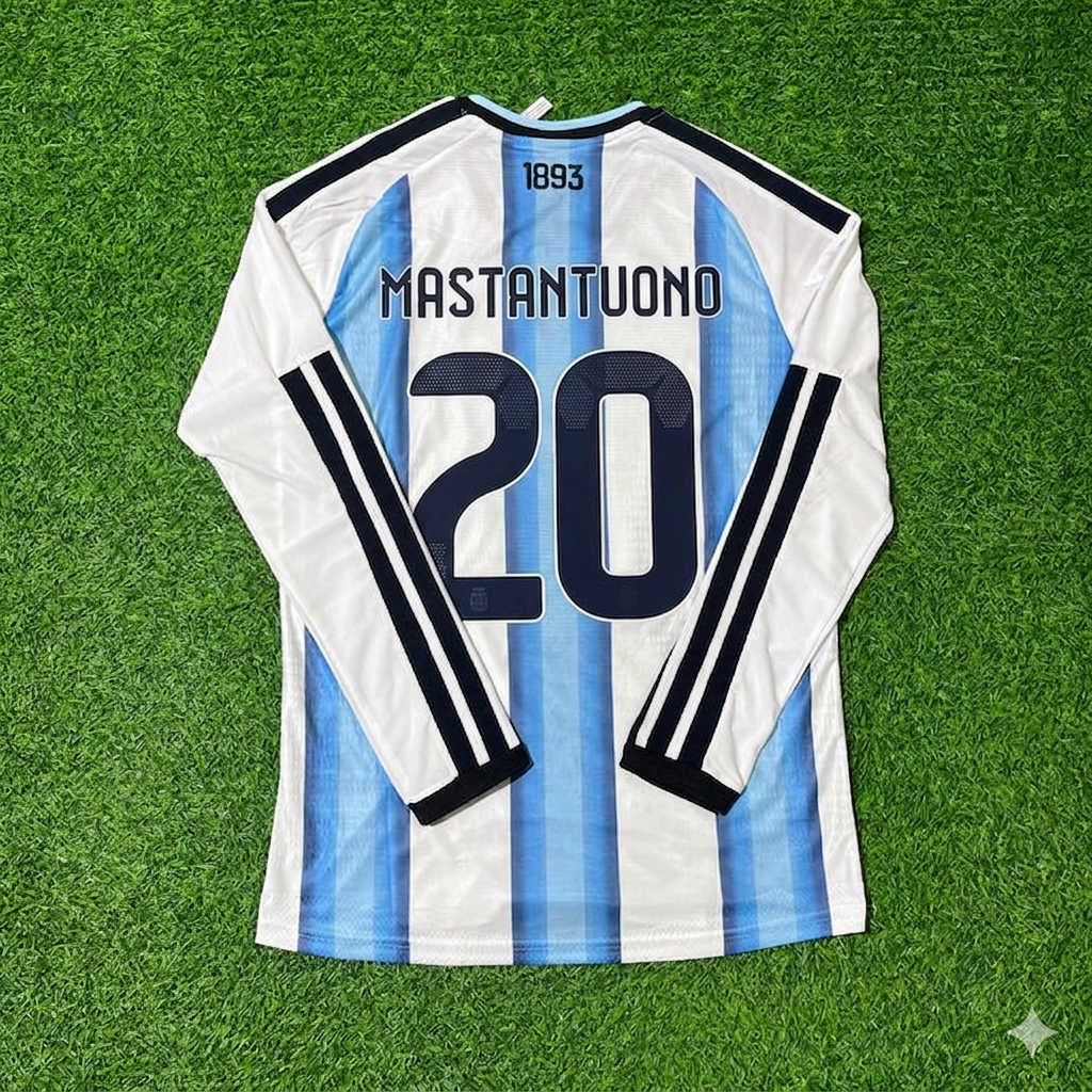 Franco Mastantuono #20 Argentine Maillot de Foot Manches Longues Ensemble Coupe du Monde 2026
