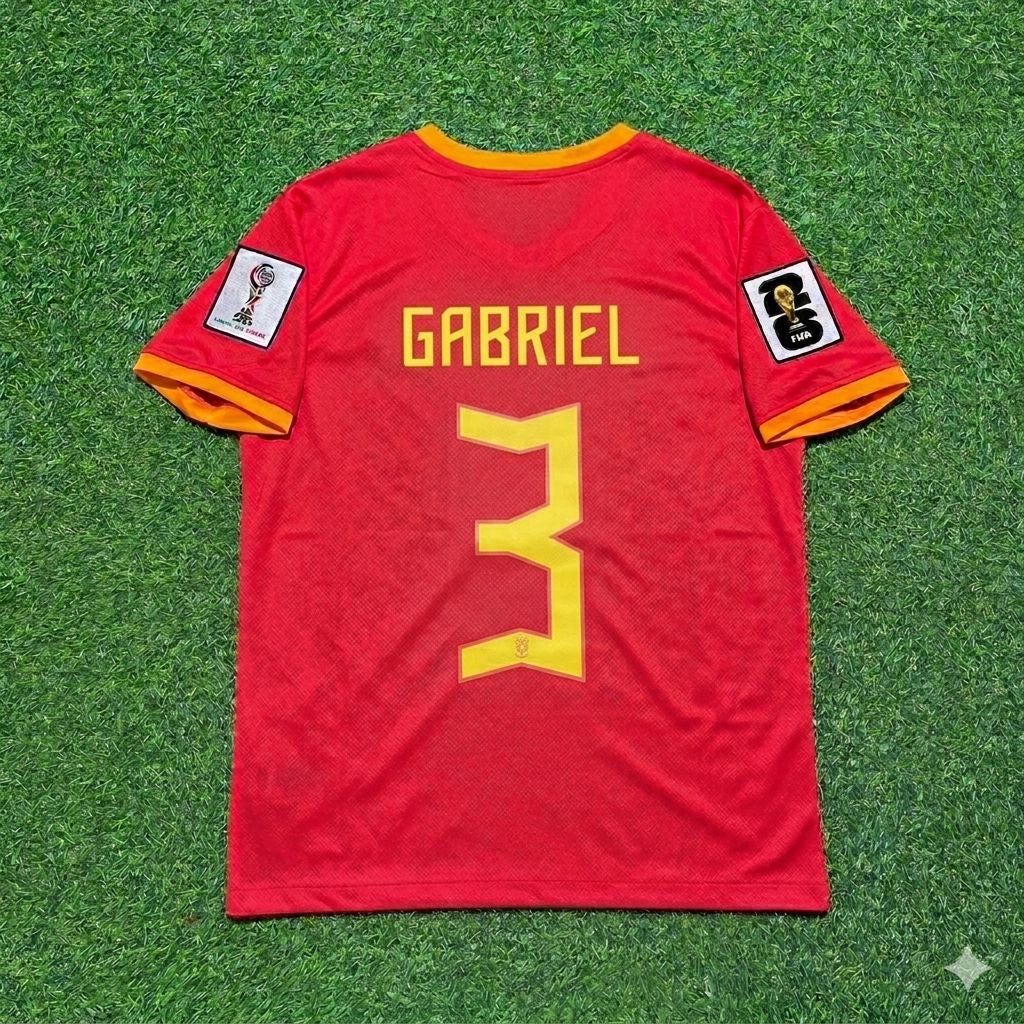 Gabriel dos Santos Magalhães 3# Brasilien WM 2026 Langarm Rot Trikot