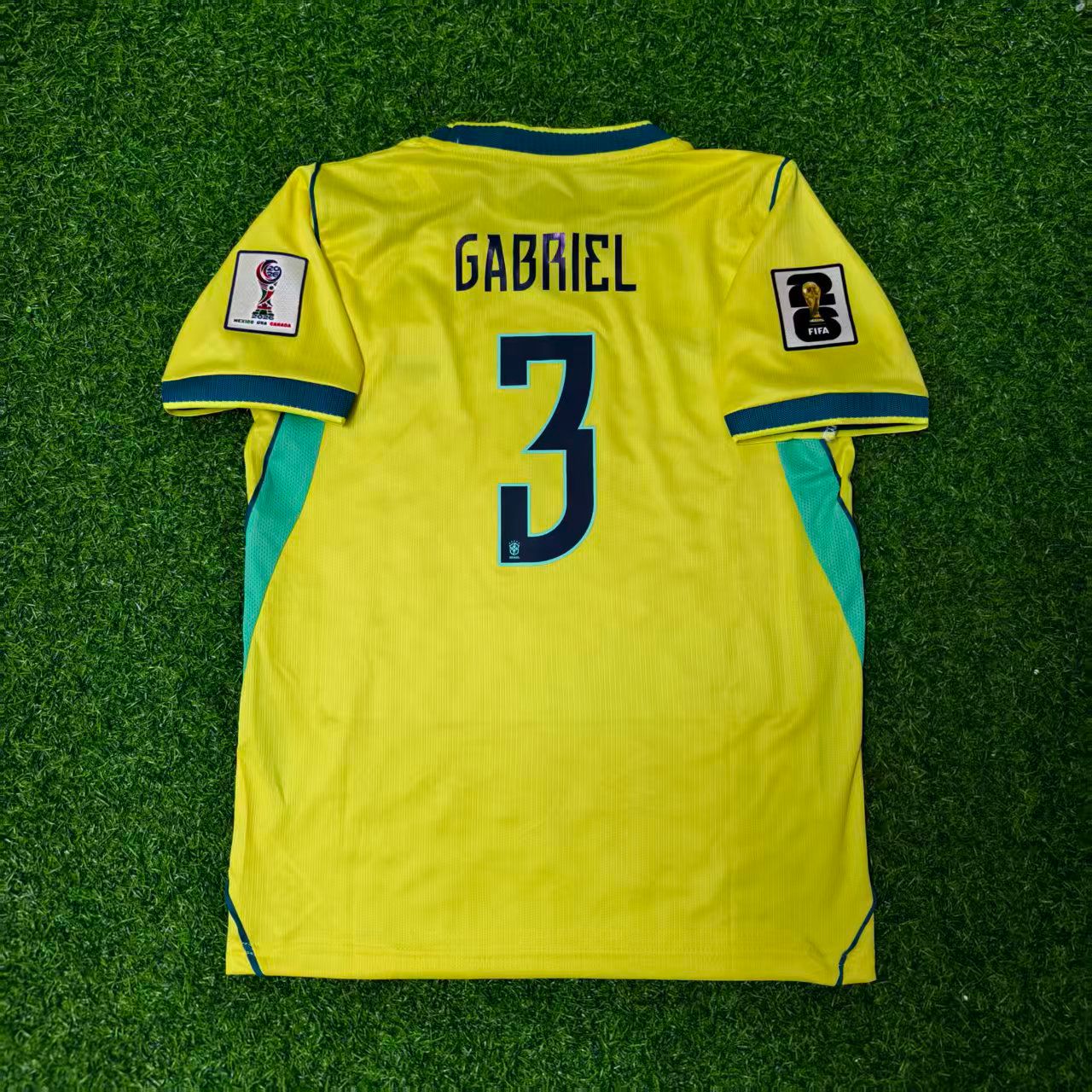 Maillot de Foot Domicile Jaune Gabriel Magalhães #3 Brésil Coupe du Monde 2026