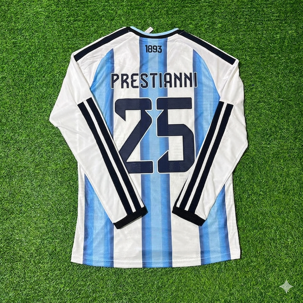 Ensemble maillot de football à manches longues Gianluca Prestianni #25 Argentine Coupe du Monde 2026