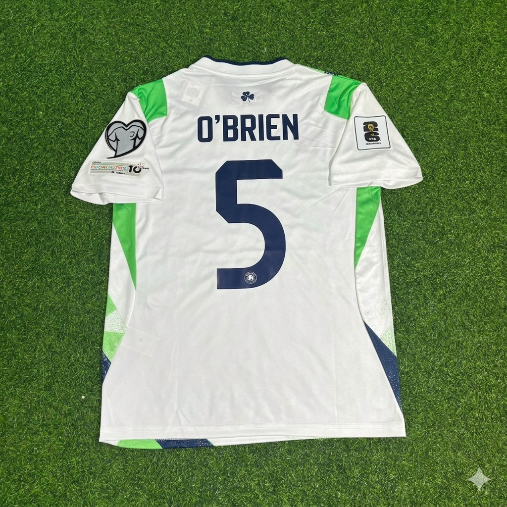 Jake O'Brien #5 Irlande Qualification pour la Coupe du Monde 2026 Maillot de football domicile Vert Blanc Nouvelle Saison