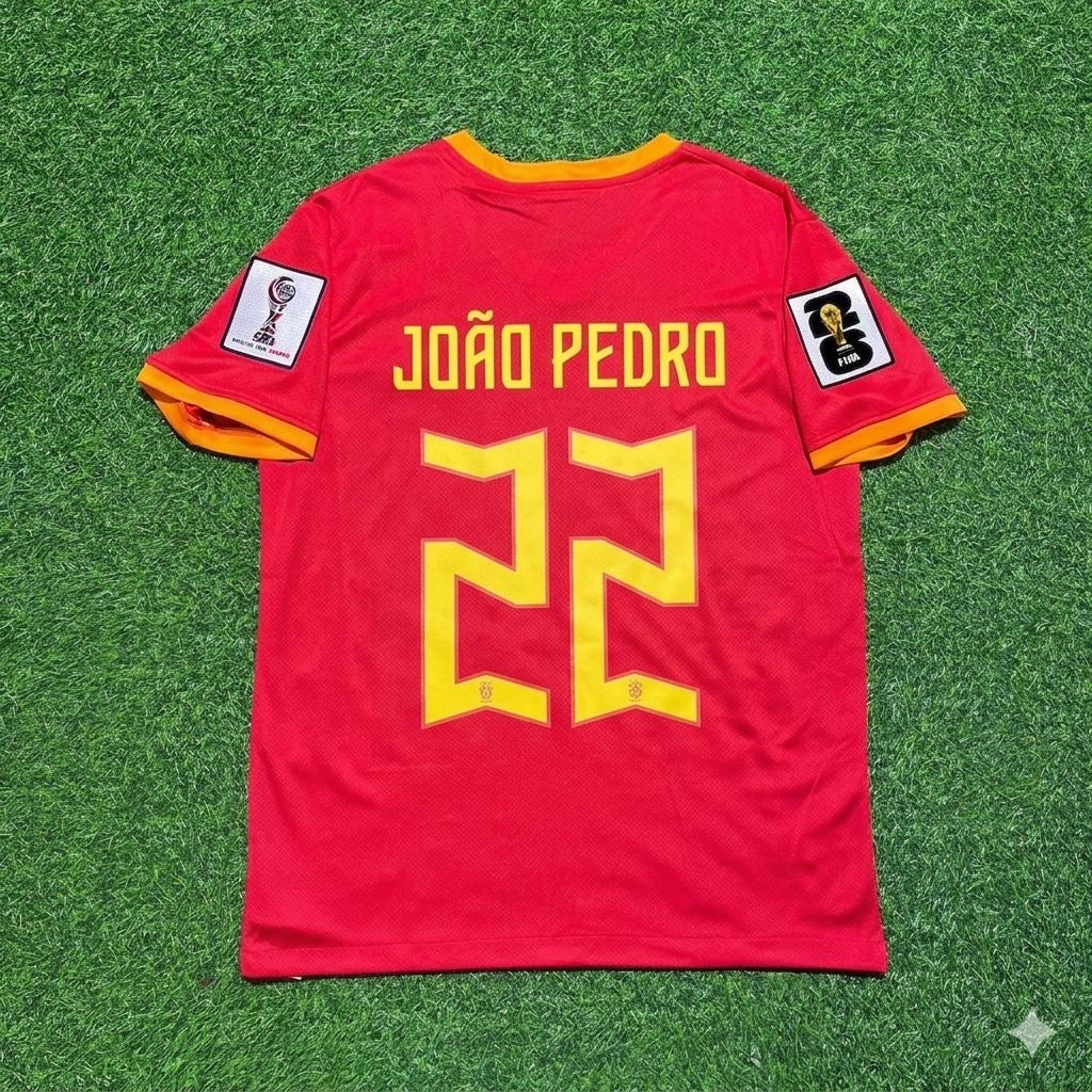 João Pedro 22# Brasilien WM 2026 Rotes Trikot