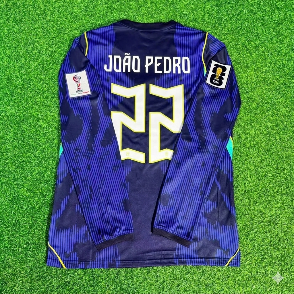 João Pedro 22# Brazil WC 2026 Sleeve Blue Away Kit