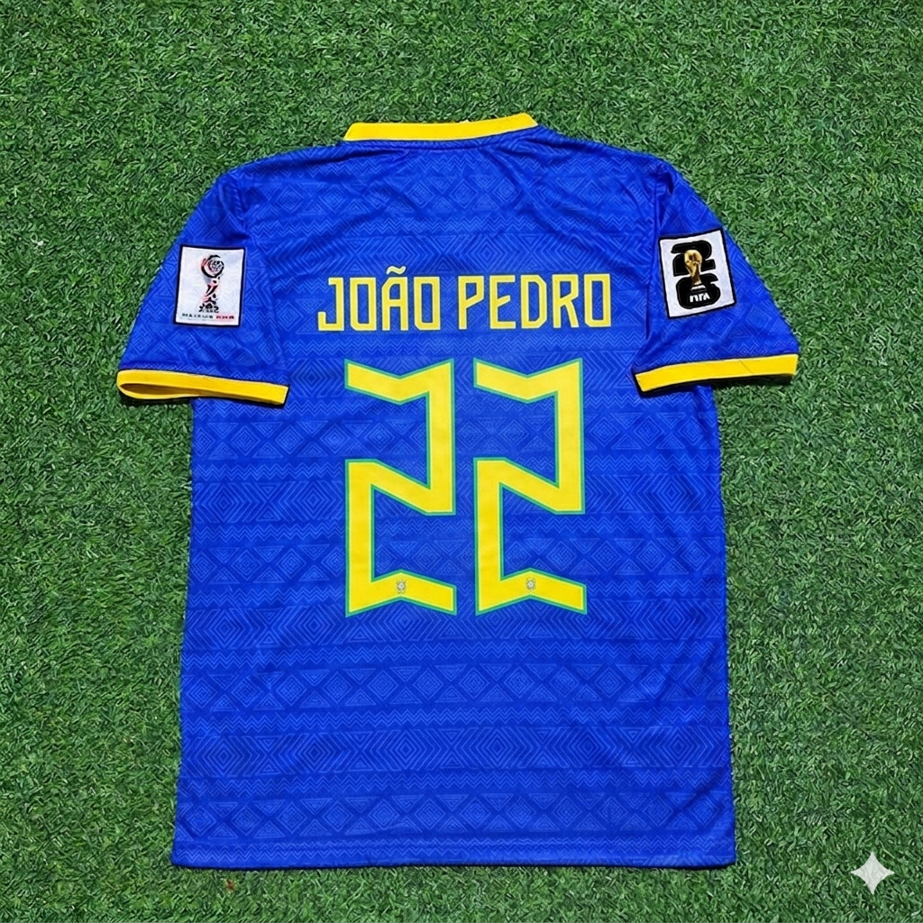 João Pedro 22 - Brasilien WM 2026 Blaues Trikot Neue Saison