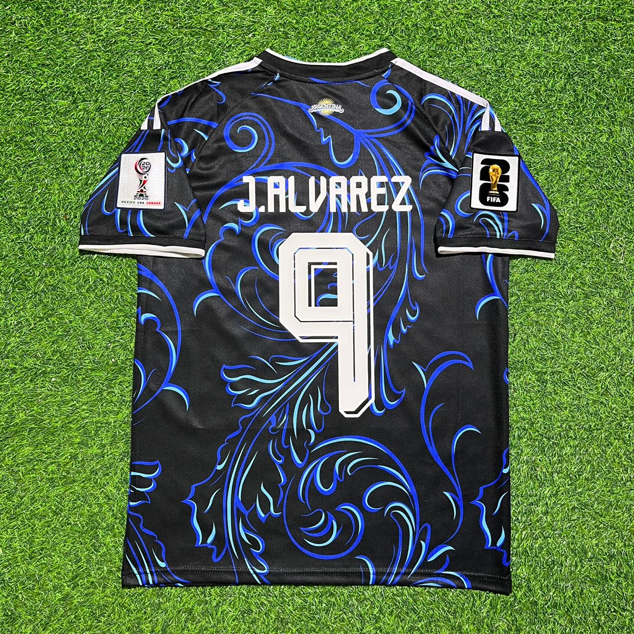 Julián Álvarez #9 Argentine Maillot Extérieur Coupe du Monde 2026 Bleu