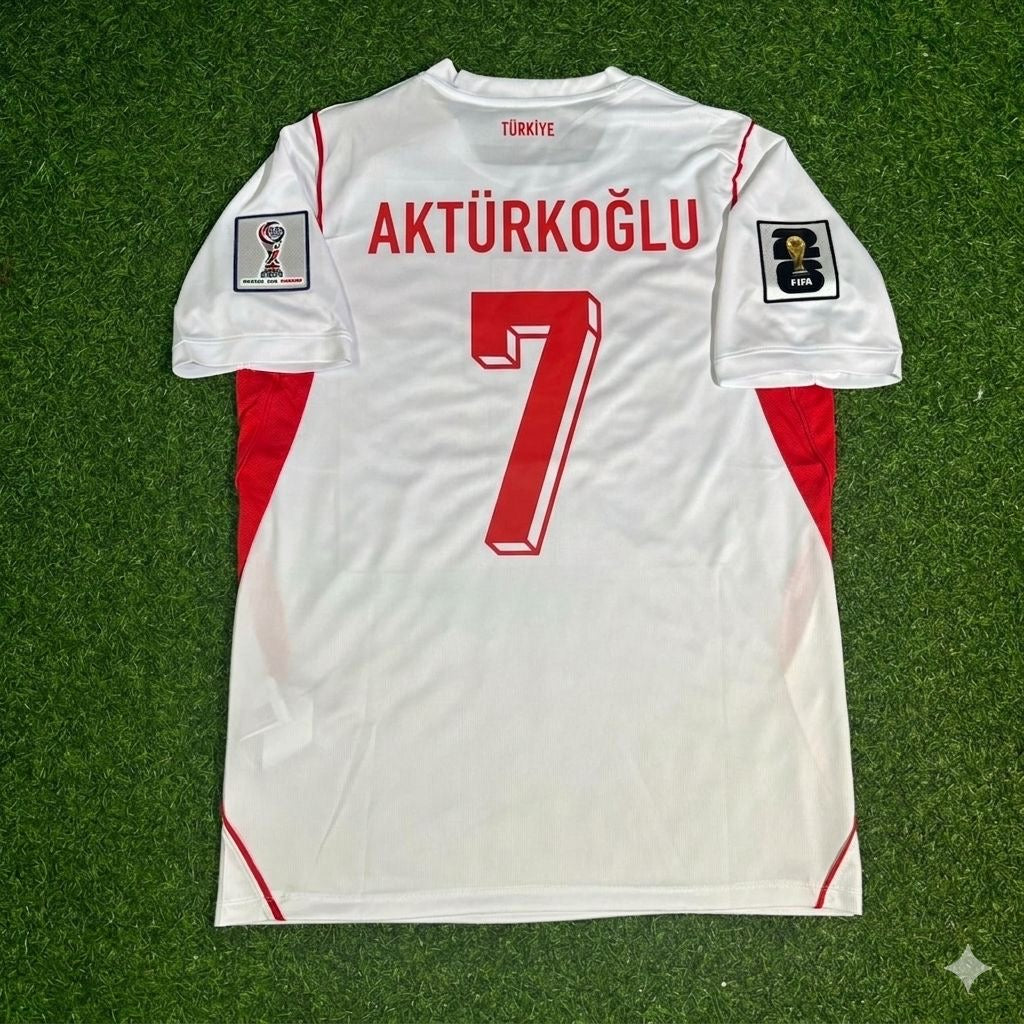 Kerem Aktürkoğlu #7 Turquie - Coupe du Monde 2026 - Maillot Extérieur Blanc - Maillot