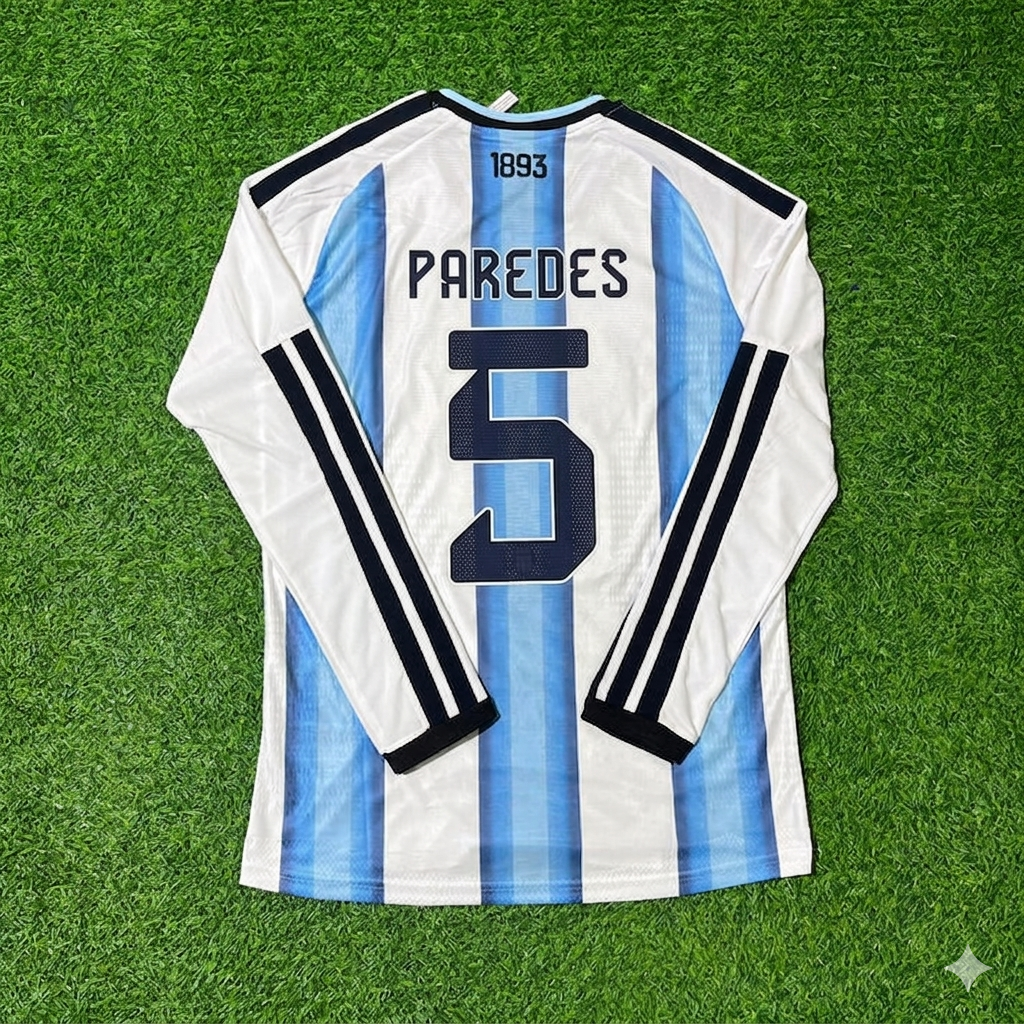 Maillot de football Leandro Paredes #5 Argentine Coupe du Monde 2026 Manches Longues