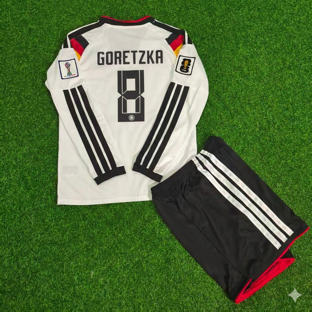 Leon Goretzka 8 – Deutschland 2026 WM Langarm-Fußballtrikot für Kinder