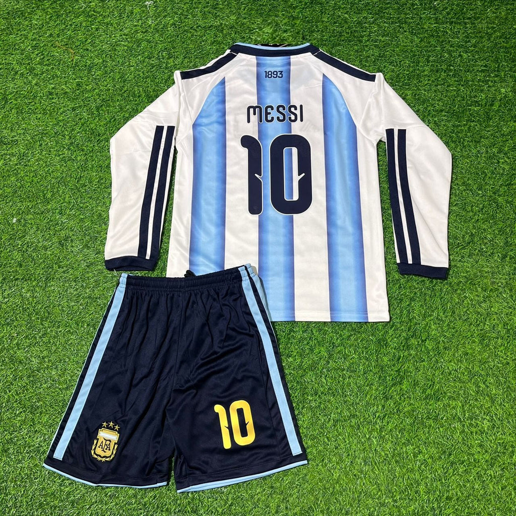 Maillot de foot enfant Lionel Messi Argentine Coupe du Monde 2026 à manches longues