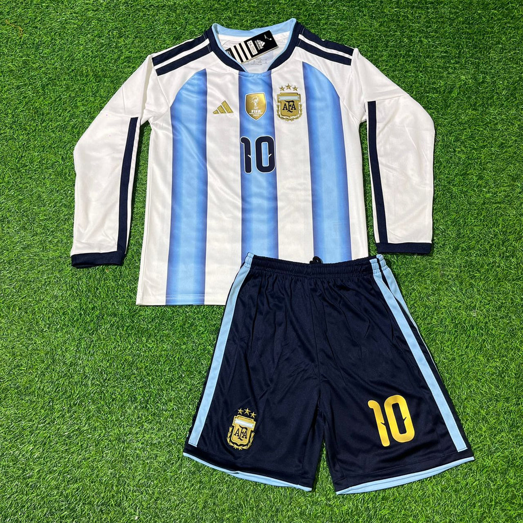 Maillot de foot enfant Lionel Messi Argentine Coupe du Monde 2026 à manches longues
