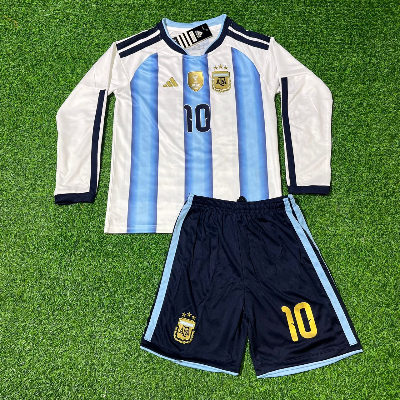 Maillot de foot enfant Lionel Messi Argentine Coupe du Monde 2026 à manches longues