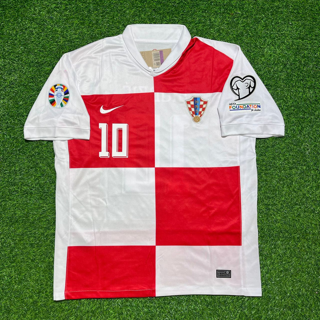 Luka Modrić #10 Kroatien Euro 2024 Heim Retro Fußballtrikot