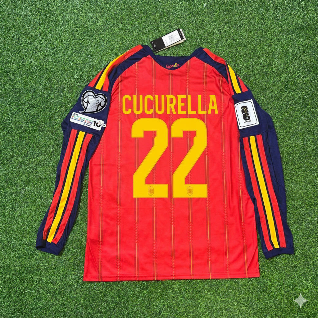 Marc Cucurella Espagne Maillot Domicile Coupe du Monde 2026 Manches Longues