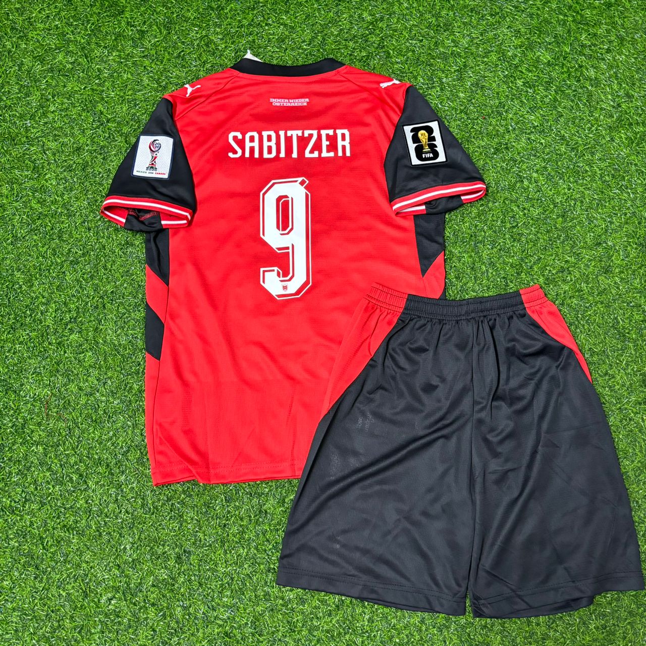 Marcel Sabitzer #9 Autriche Maillot de football enfant Coupe du Monde 2026 Nouvelle saison