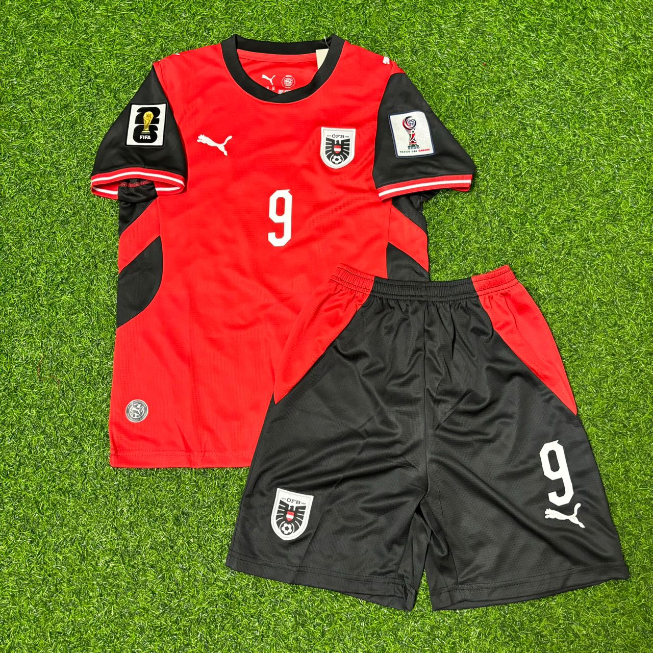 Marcel Sabitzer #9 Autriche Maillot de football enfant Coupe du Monde 2026 Nouvelle saison